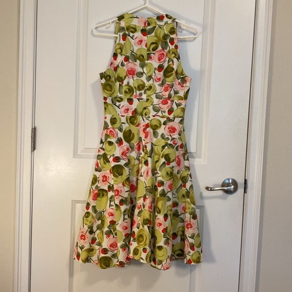 Talbots pink and green Floral Rose sleeveless Dress with v-neck - Picture 4 of 5